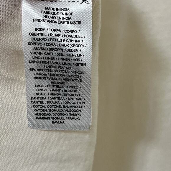 Lauren Ralph Lauren Linen Blend Jersey Flutter Sleeve Top Size XL White Cottage - Picture 5 of 6